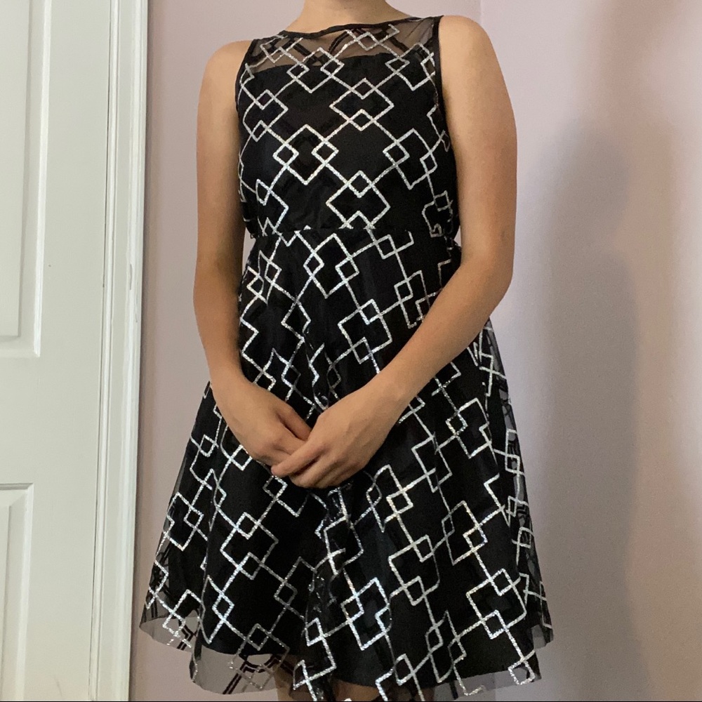 Black patterned party dress